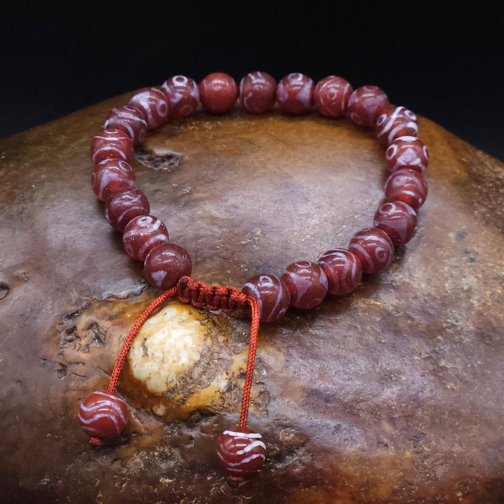 Браслет из бусин Дзи 8 мм, красные N°4