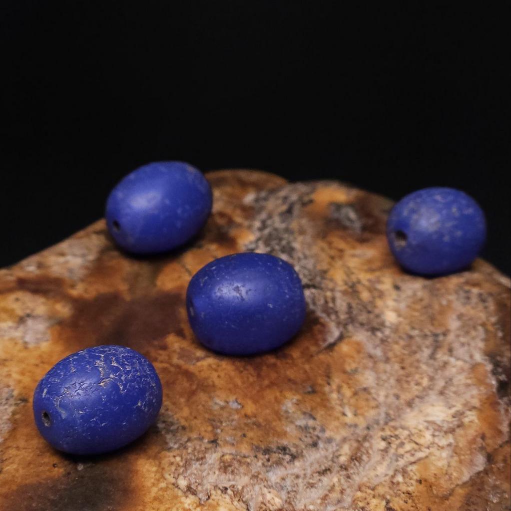 Бусина "Старый агат" синяя