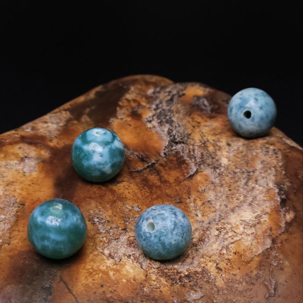 Бусина "Старый агат" бирюзовая круглая