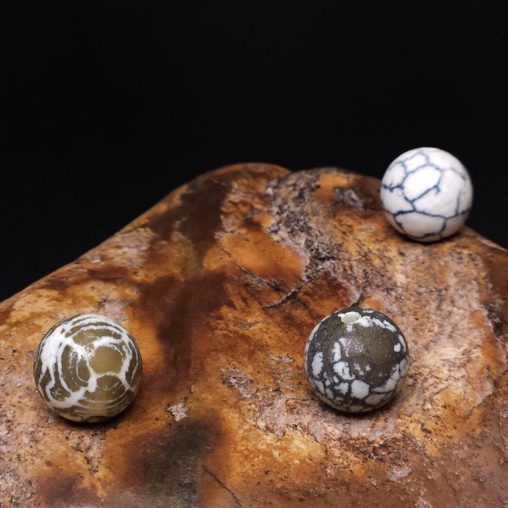 Бусина голубой "Старый агат" с кракелюром