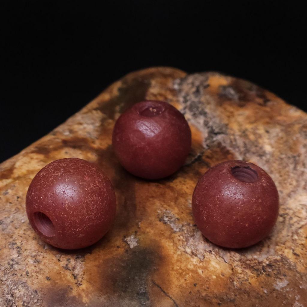 Бусина "Старый агат" круглая красная