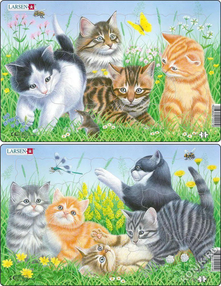 Пазл Котята и стрекоза, 10 деталей