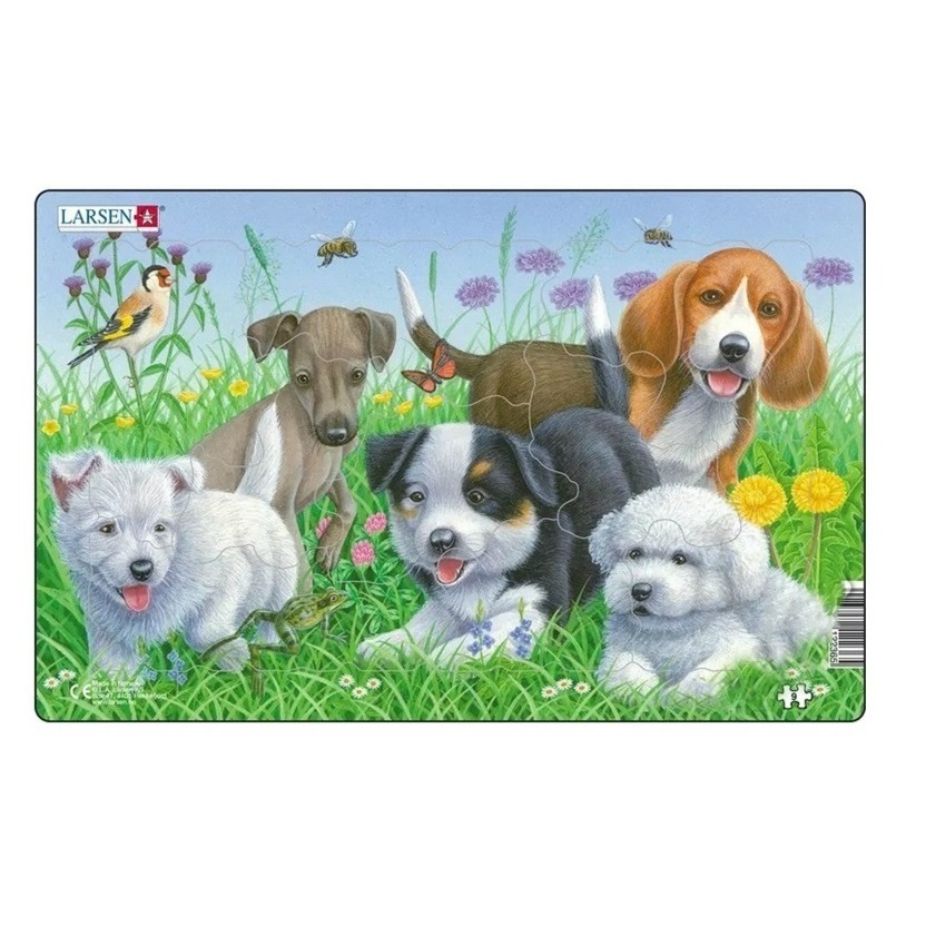 Пазл Щенята с лягушкой, 9 деталей