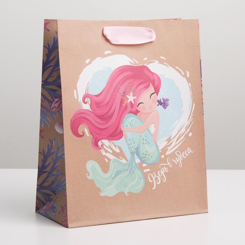 Пакет крафтовый вертикальный «Русалочка»