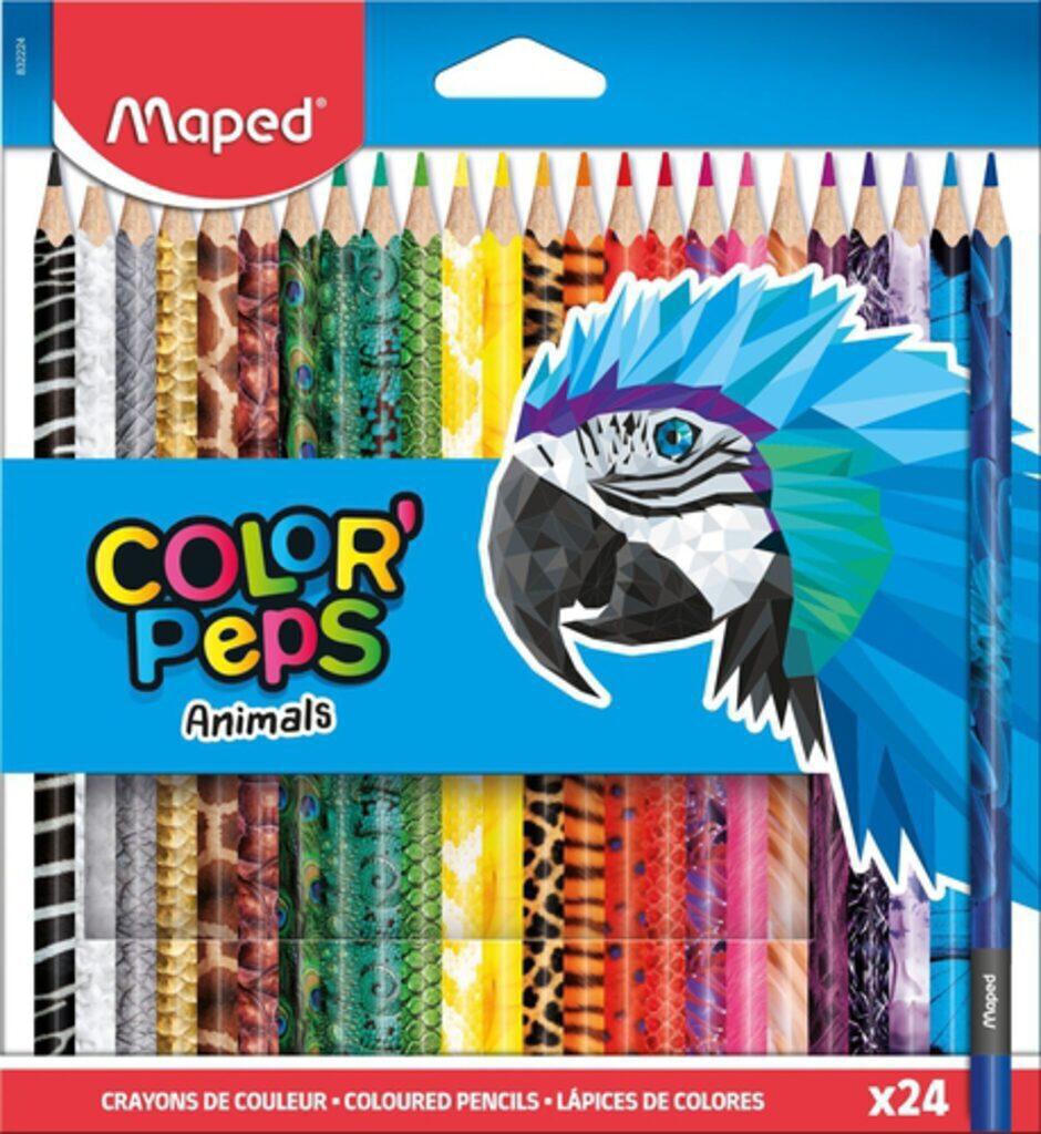 Карандаши цвет. 24цв Maped Color Peps Animals трехгран. декорированный корпус, карт. упак.
