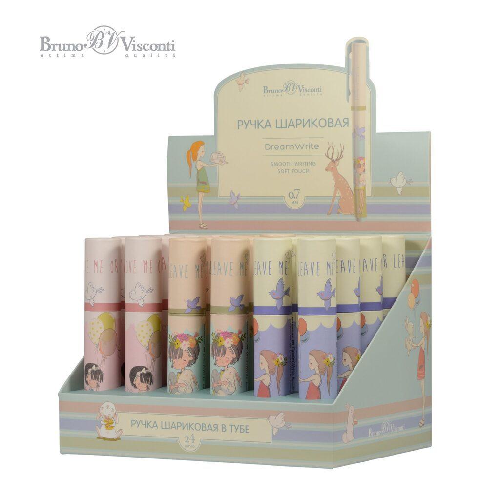 Ручка шар. BV "DreamWrite. Девочка и кролики" синяя, 0,7мм, 3 вида
