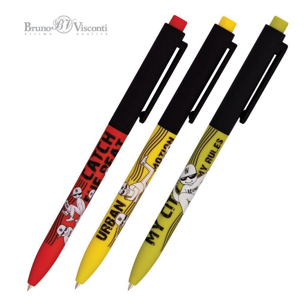 Ручка шар. BV автомат. "FunClick. Городской движ" 0.7мм, синяя