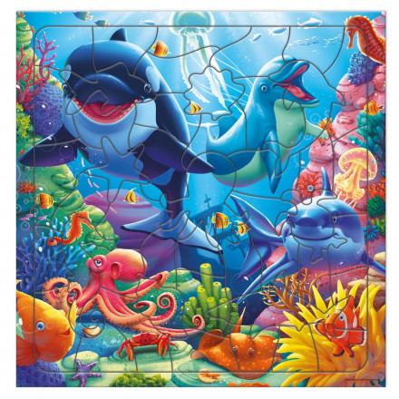Пазл фигурный на подложке. 45 деталей. В океане.