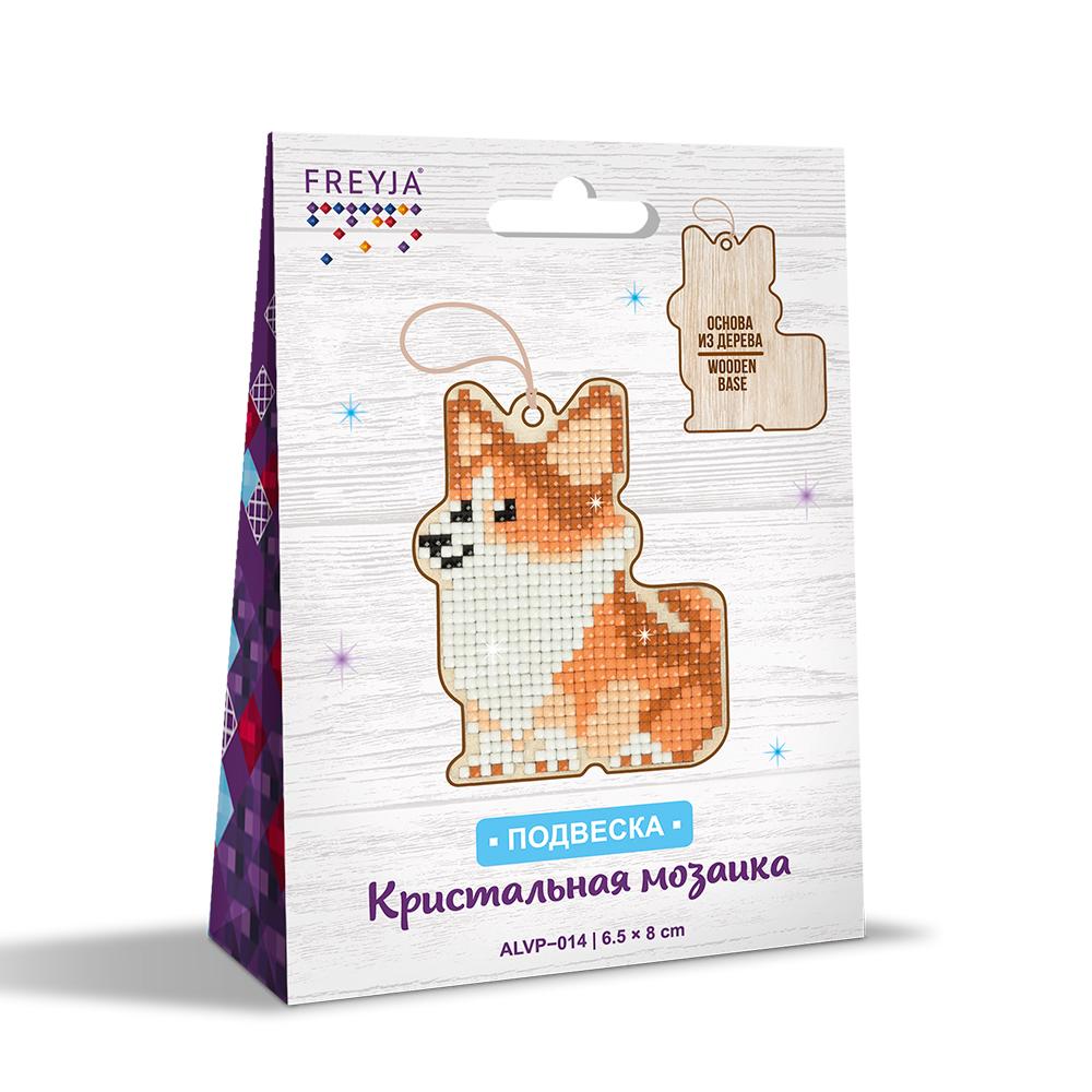 Кристальная (алмазная) мозаика подвеска "Корги" 8 х 6.5 см