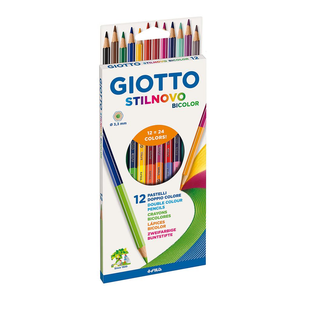 Giotto" STILNOVO BICOLOR Карандаши цветные двусторонние шестигранные заточенный заточенный 24 цв. 12 шт.