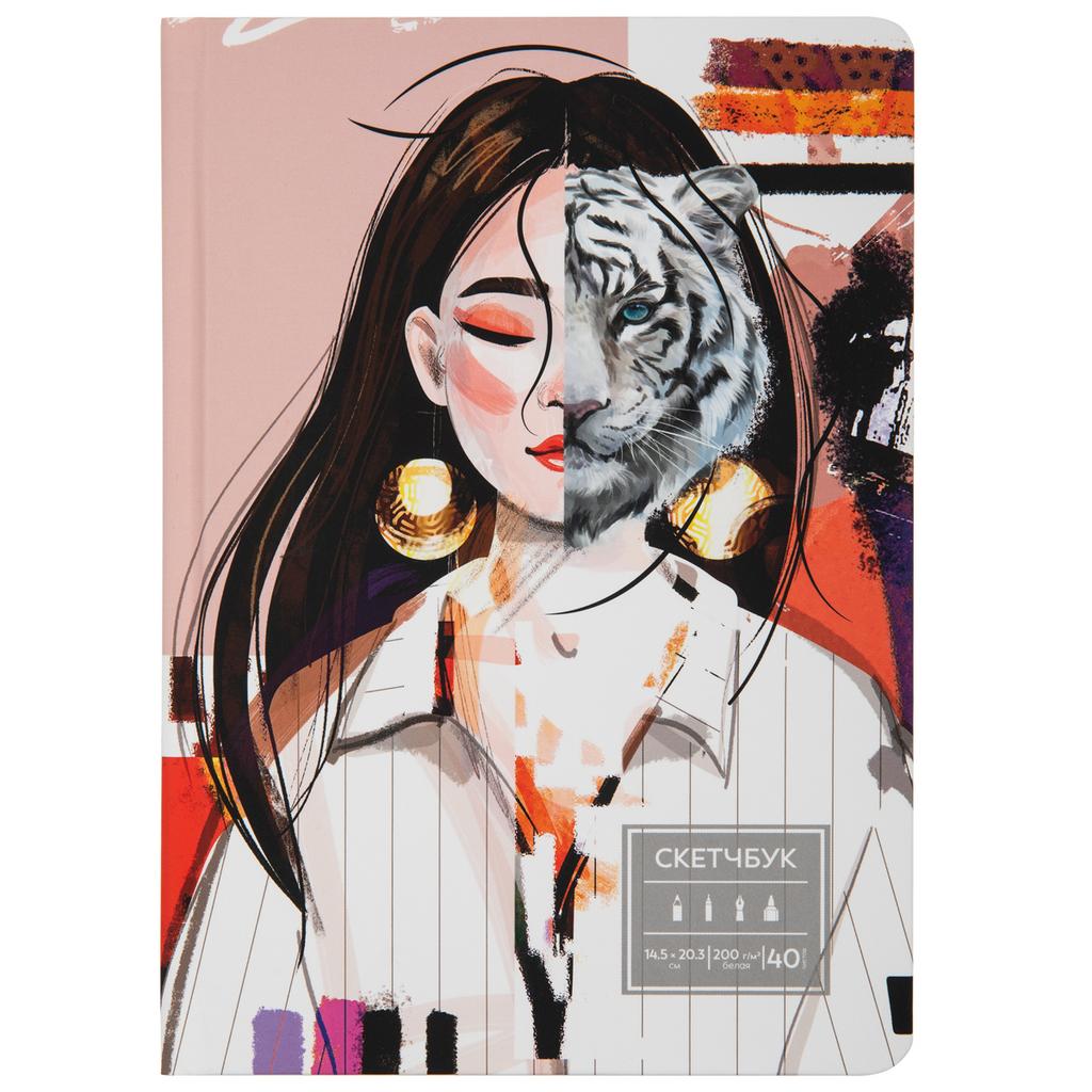 Скетчбук A5 200 г/м2 200 г/м2 20.3 х 14.5 см твердый переплет 40 л. 02_WHITE