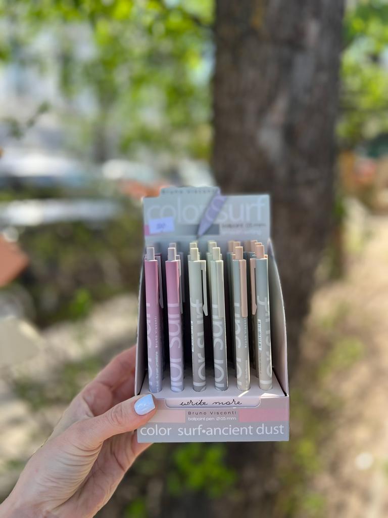 Ручка шар. BV автомат. "ColorSurf. Morandi" 0.5мм, синяя, 3 цвета