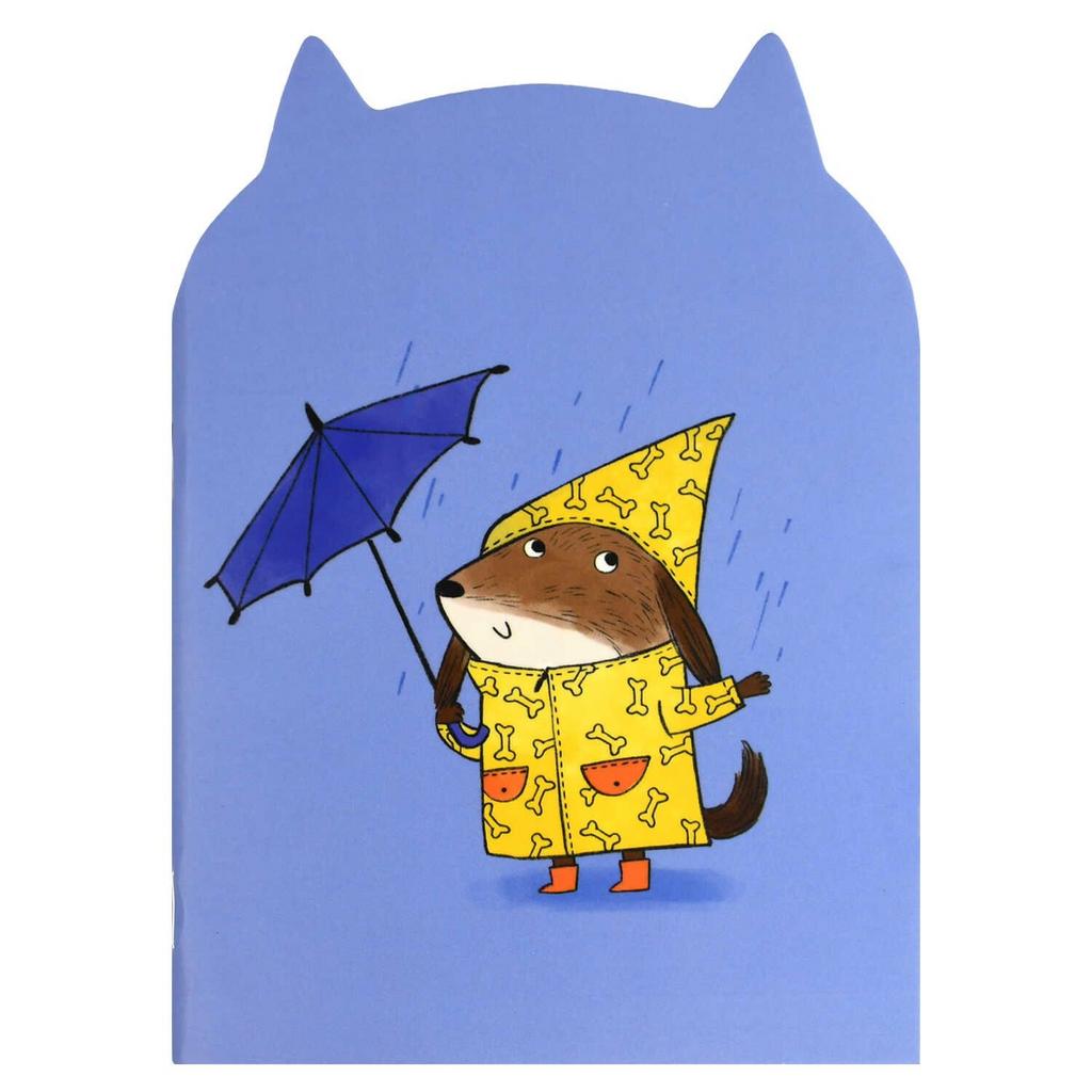 Блокнот 120*170мм 32л скоба "Собачка с зонтиком" лин., фигурн.вырубка, мат.лам.