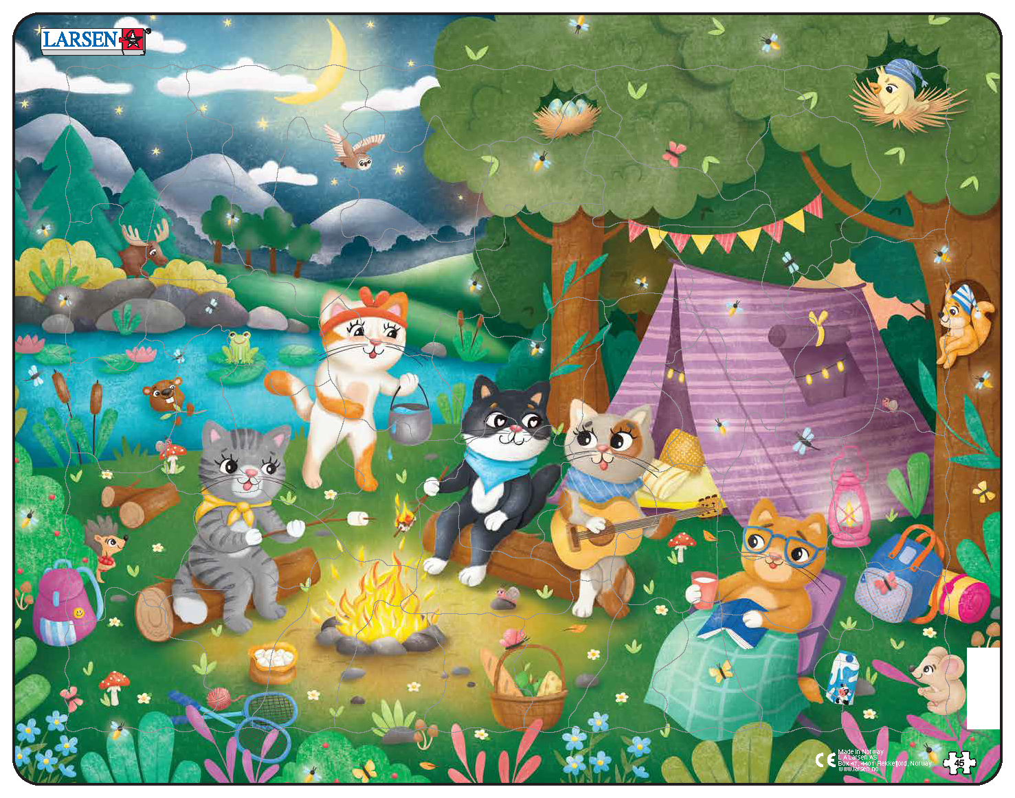 Пазл "Веселые котики - вечеринка на природе", 45 эл