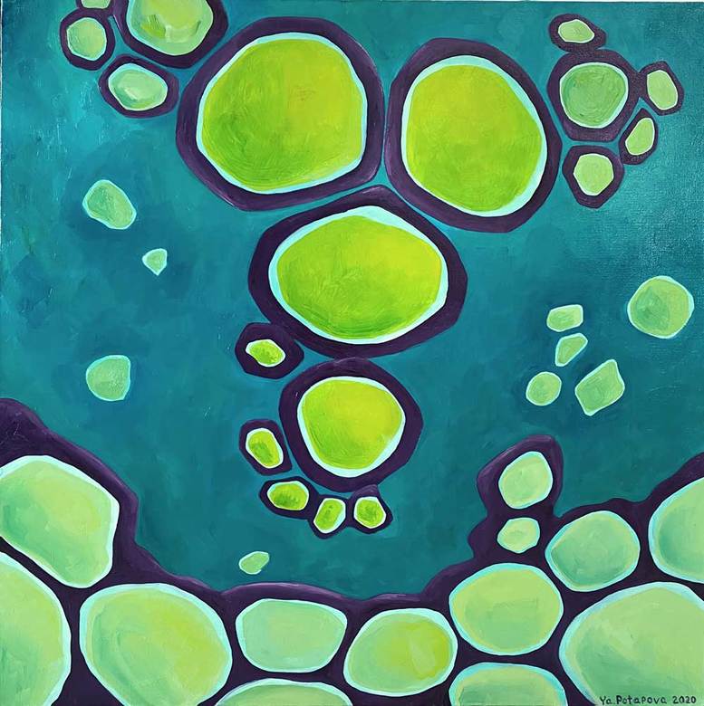 Modern painting abstraction "In stream 9" oil on canvas 60x60 cm