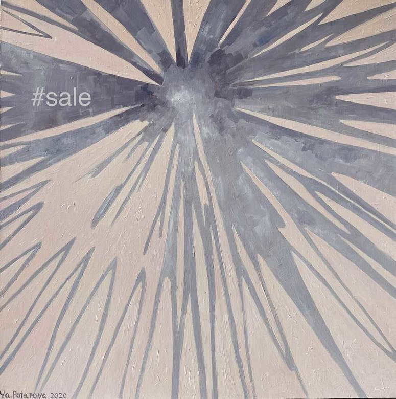 Modern painting palm "Palm leaf 5" oil on canvas 50x50 cm. YOU CAN BUY A DIGITAL COPY