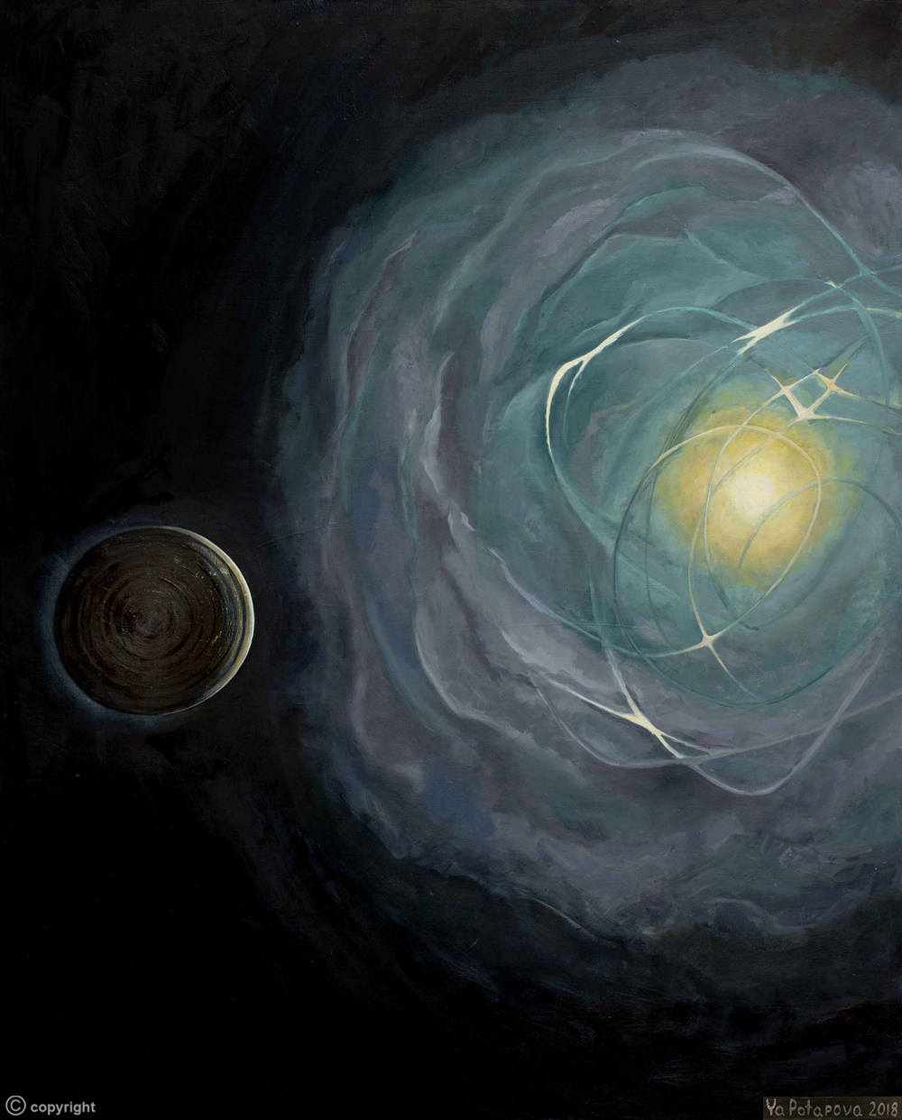 Modern painting planets "Coherence" author's painting, oil on canvas 100x80 cm