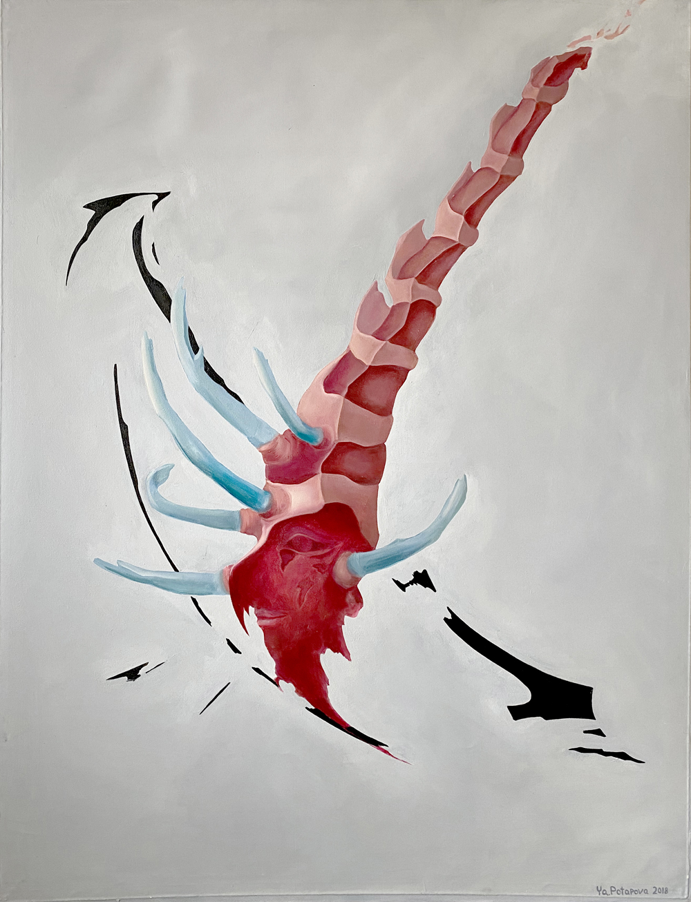 Modern painting insect "Unseen Beginning 3" author's conceptual, oil on canvas 130x100 cm