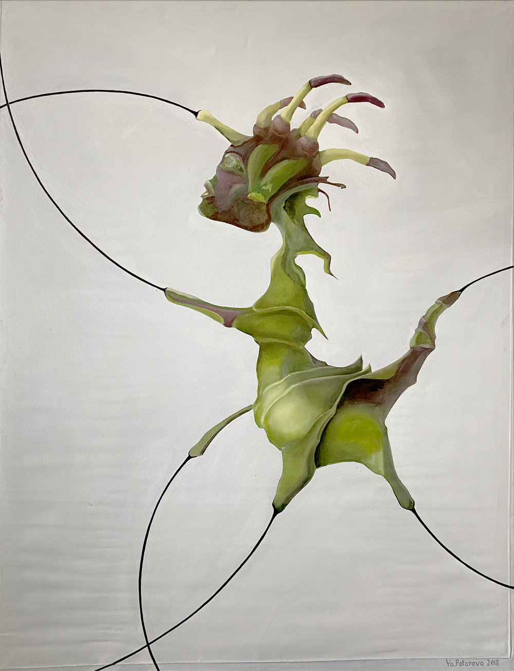 Modern painting insect "Unseen Beginning 4" author's conceptual, oil on canvas 130x100 cm