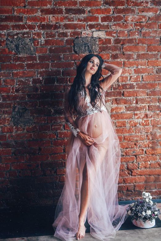 Пудровое будуарное платье