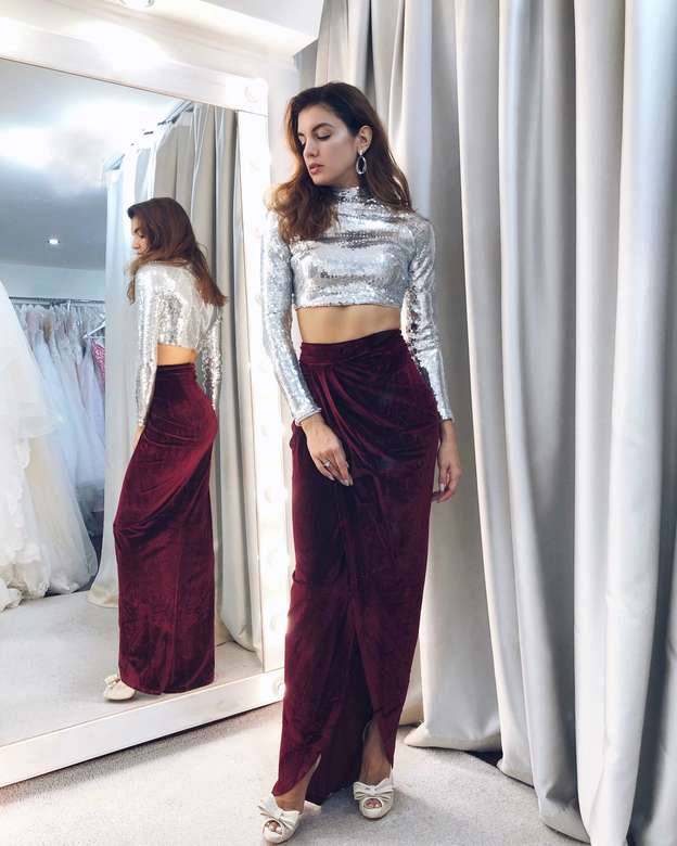 Диско топ с бархатной юбкой