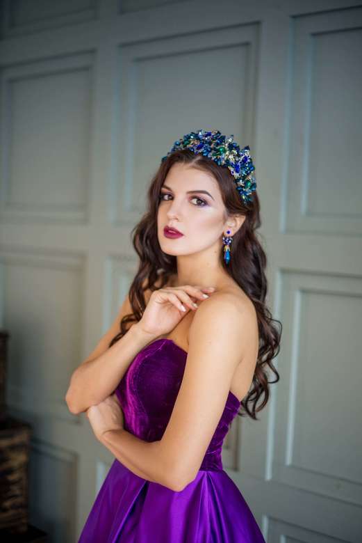 Диадема с синими камнями + серьги