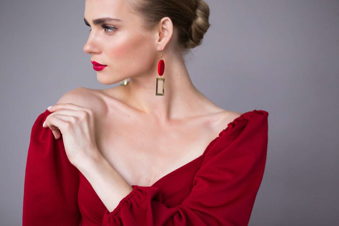 Серьги красно-золотые