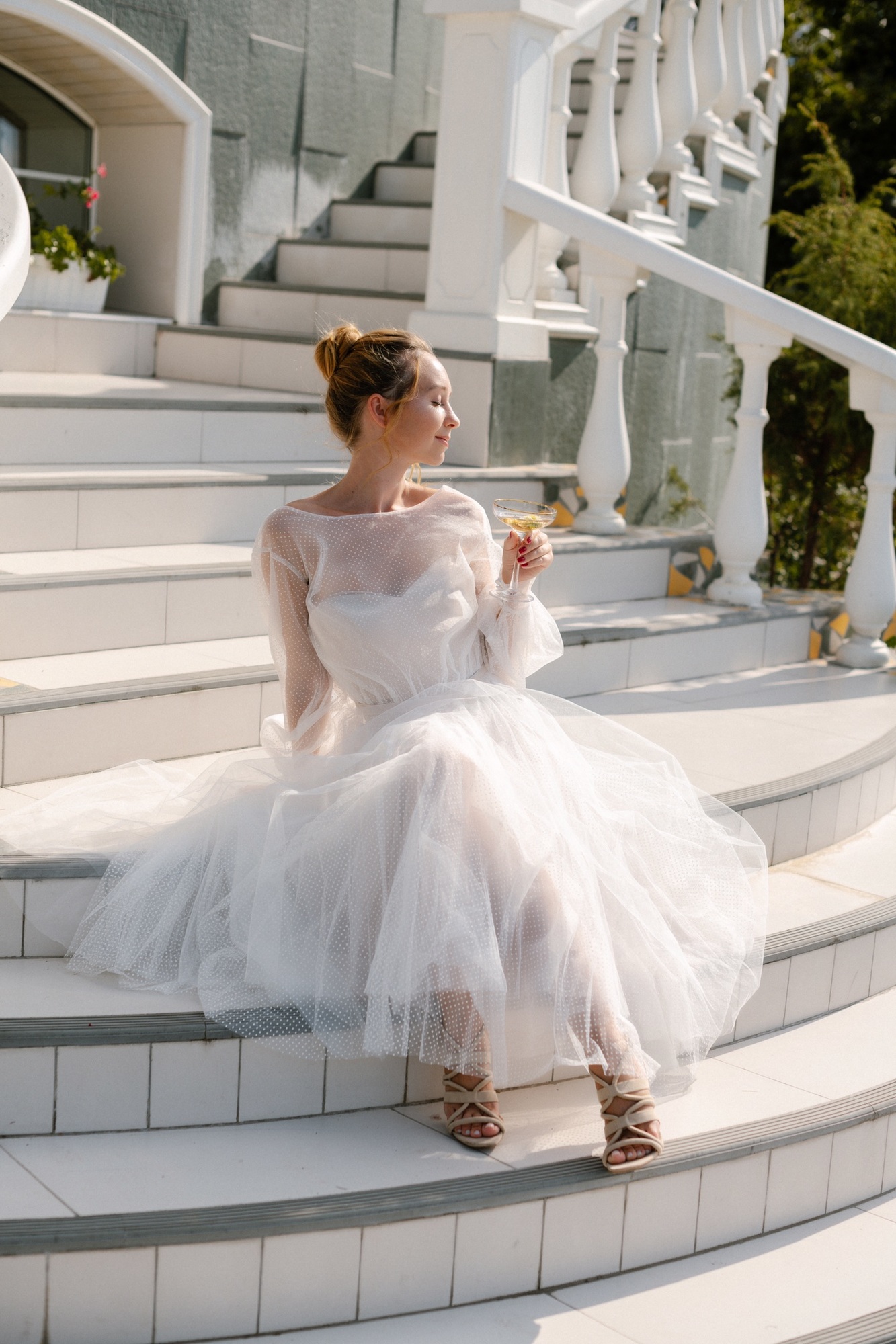 Воздушное миди платье в горох