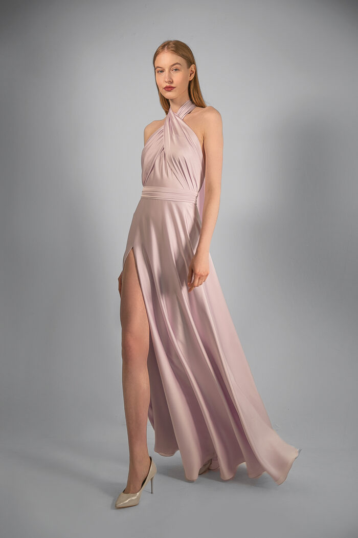 Пэрис лаванда шелковое с разрезом