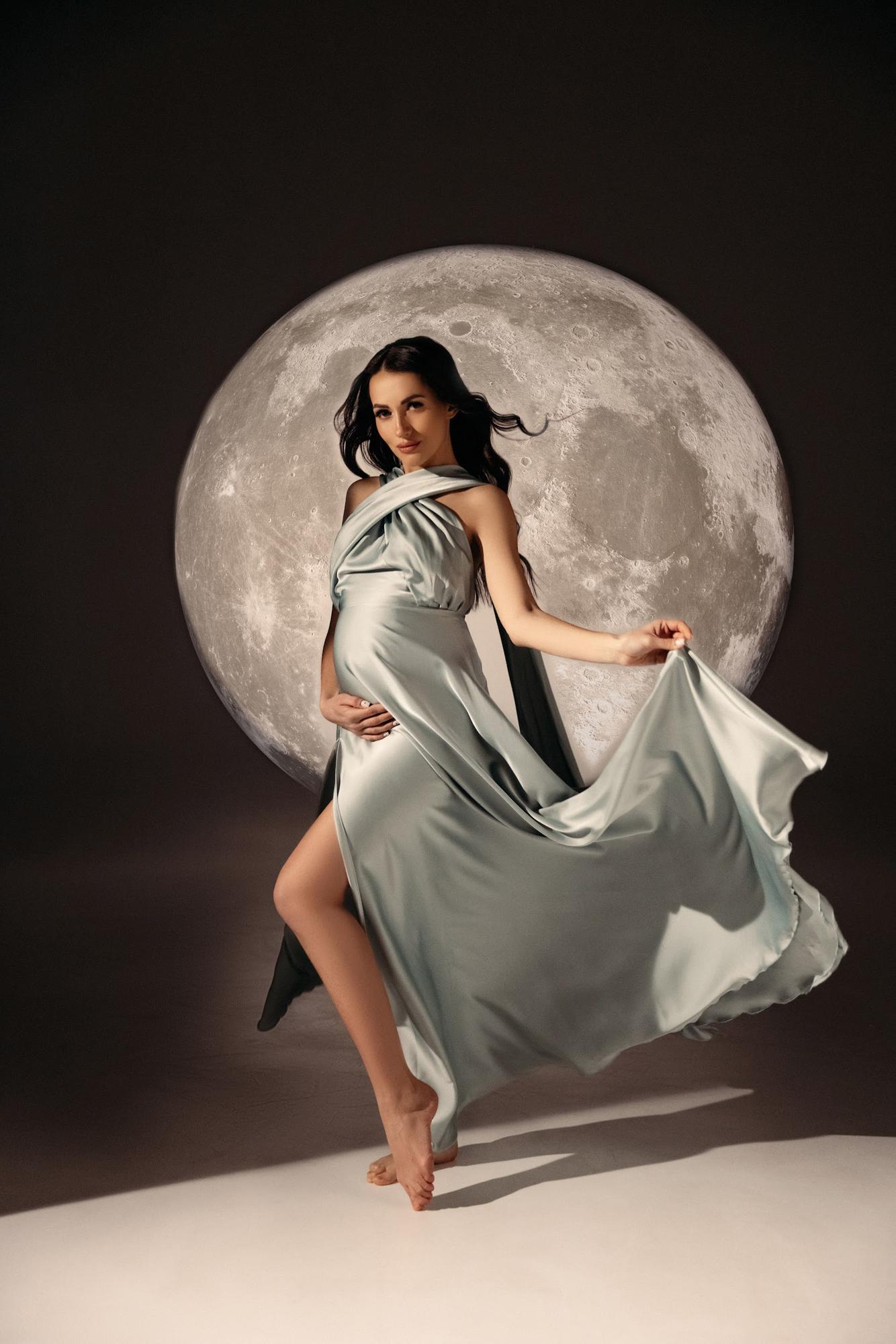 Пэрис шалфей шелковое с разрезом