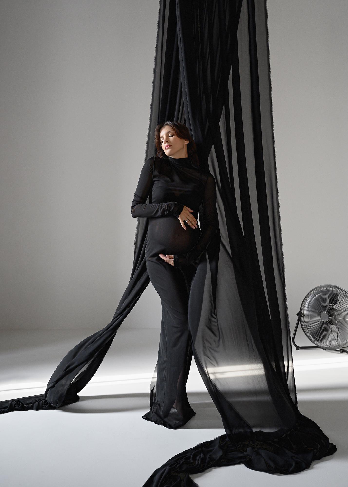 Черная сетка с рукавами под горло