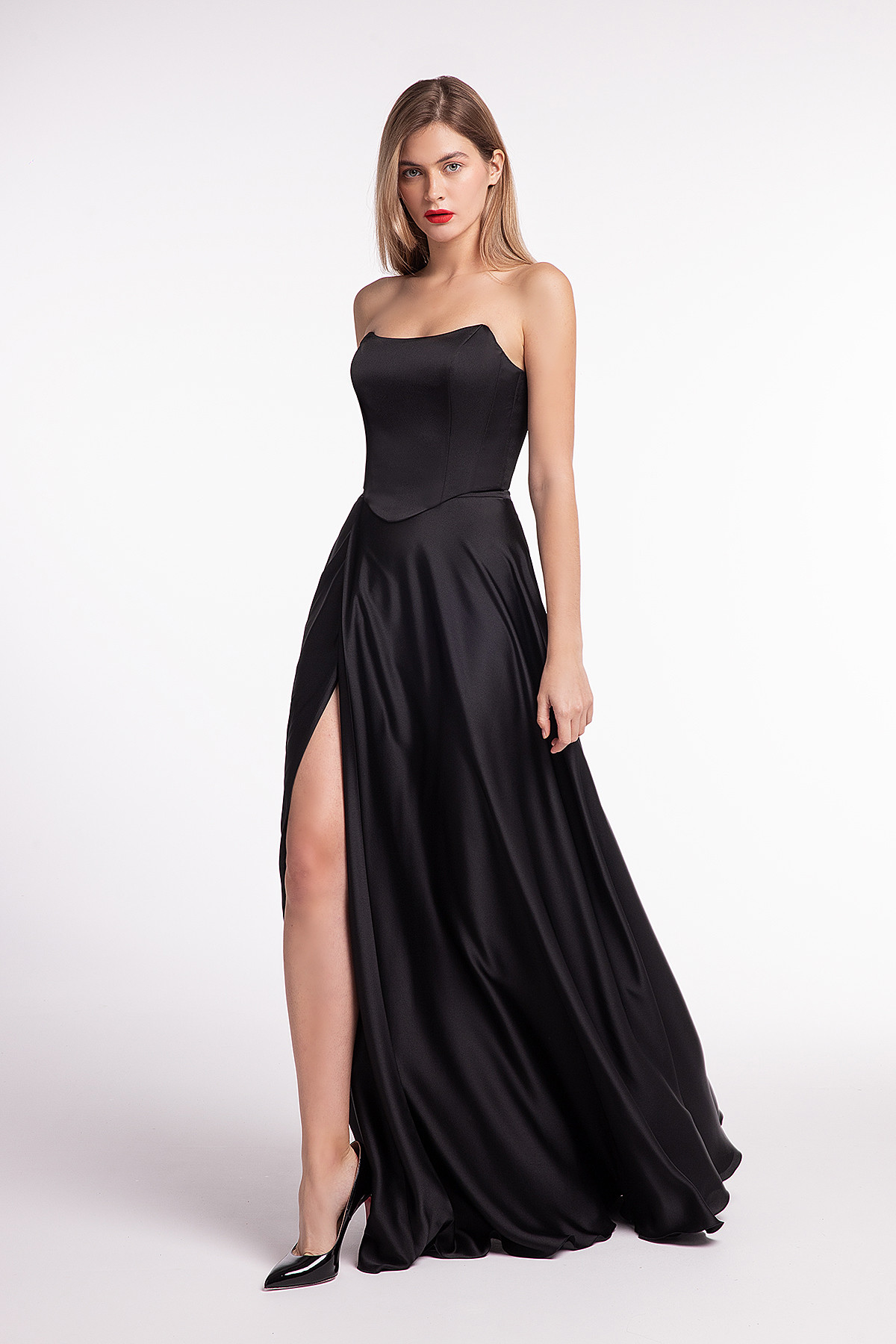 Комплект черная юбка с корсетом шелк