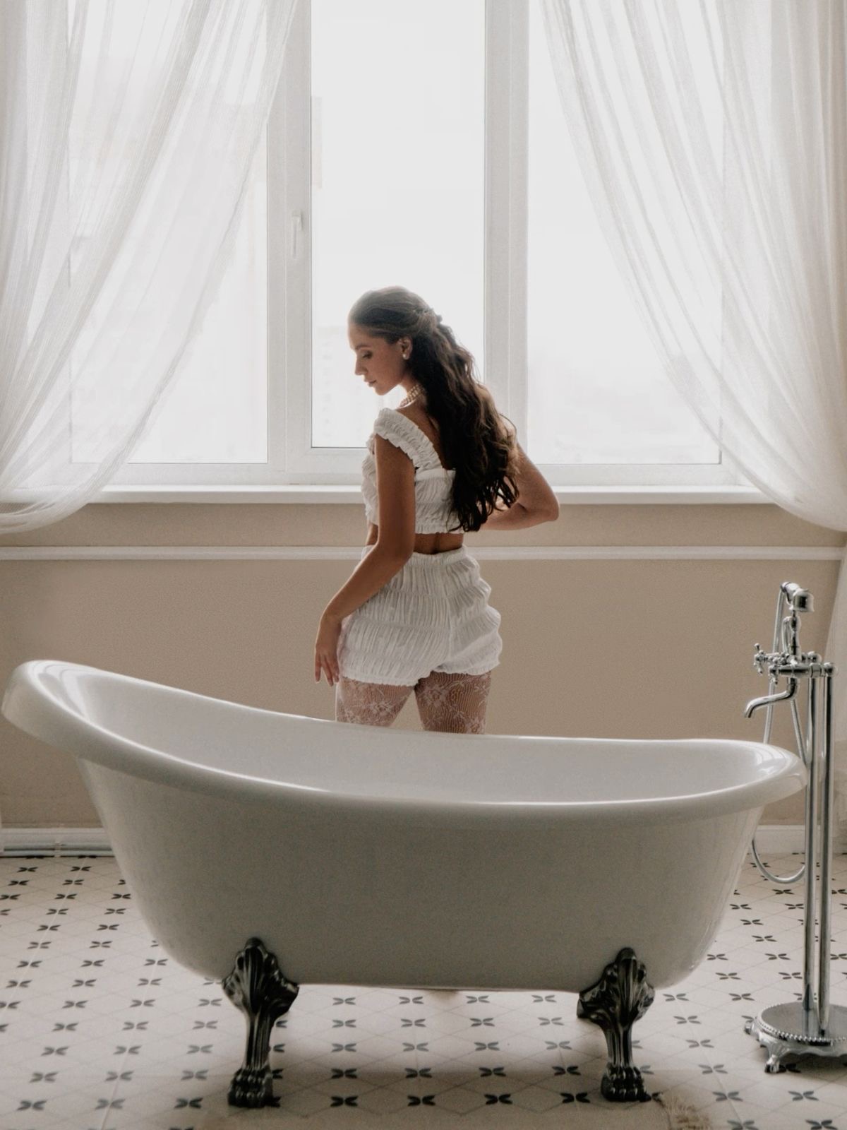 Комплект белый шорты + топ плиссировка