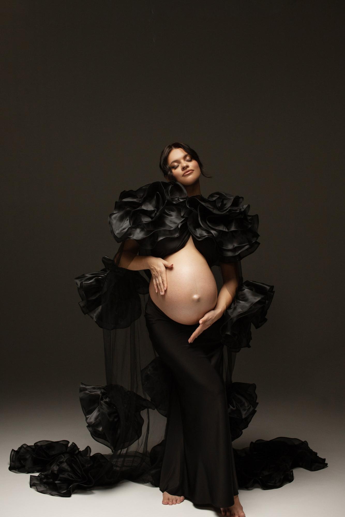 Черная накидка цветы органза