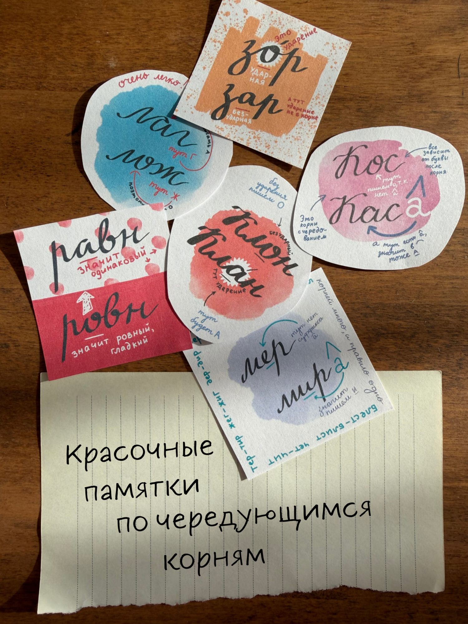 Наклейки: корни с чередованием
