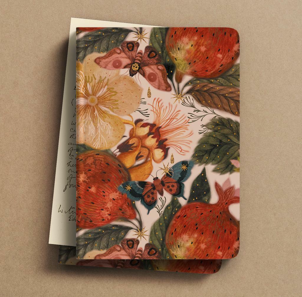 Блокнот в точку «Гранат и мотыльки паттерн»