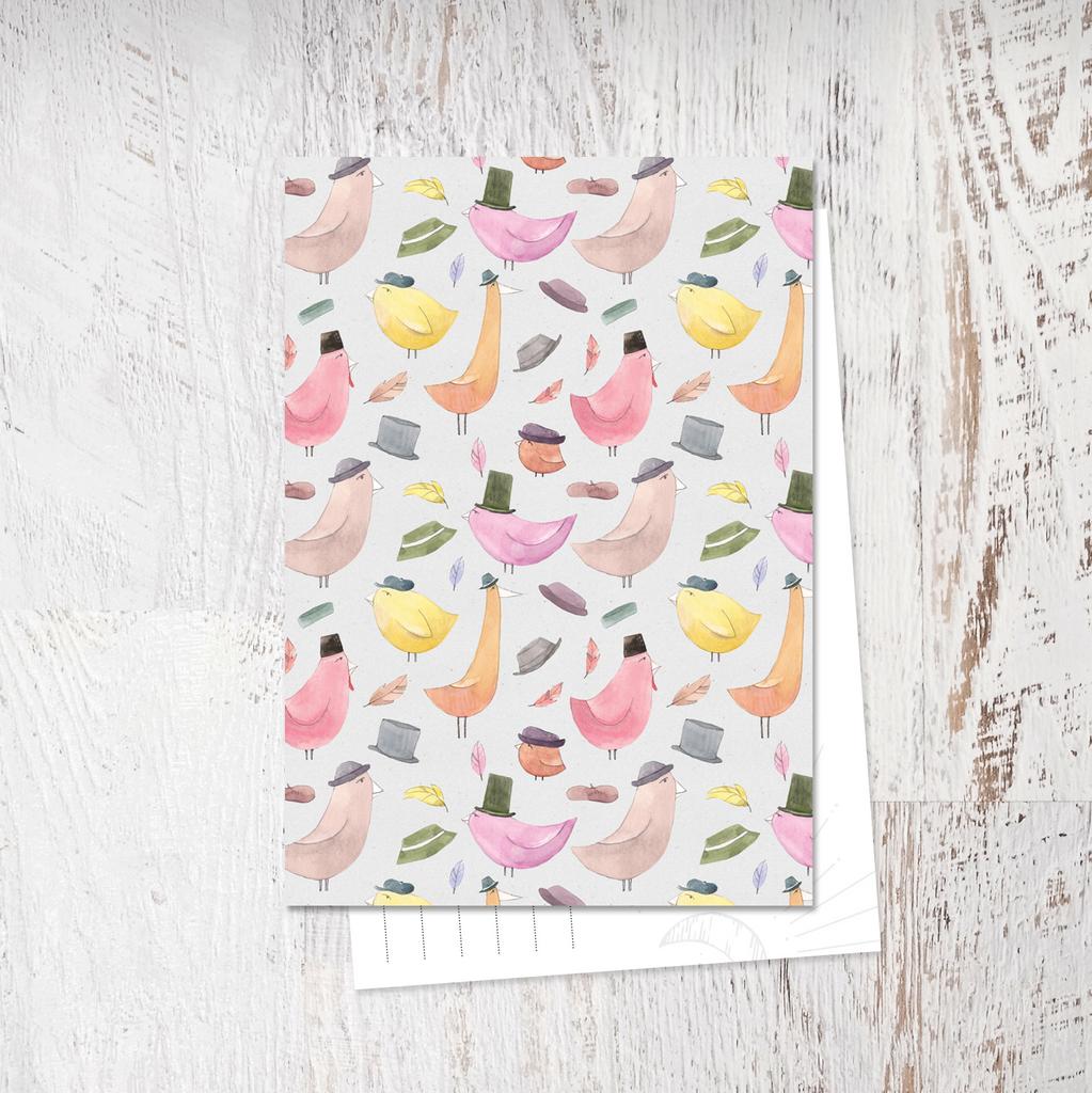 «Птички в шляпах паттерн»