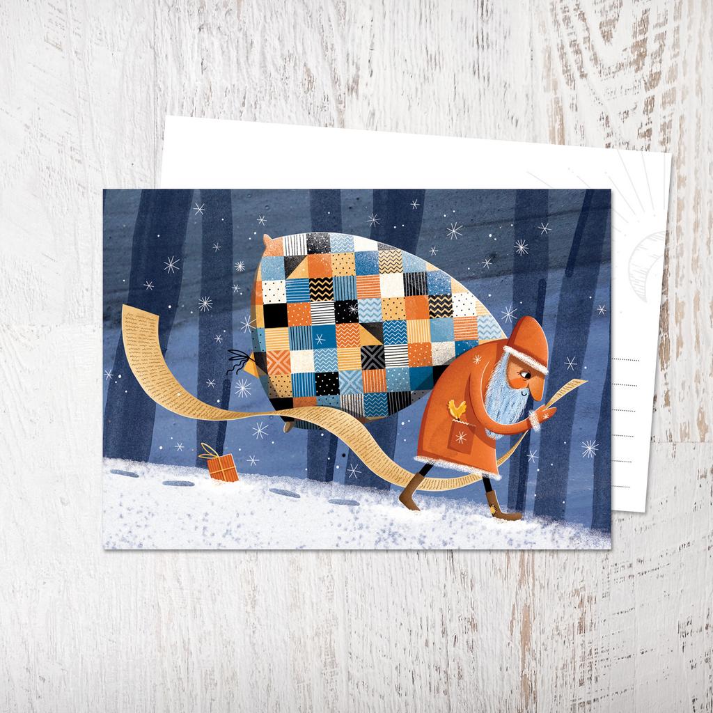 Открытка «Дед Мороз и список подарков»