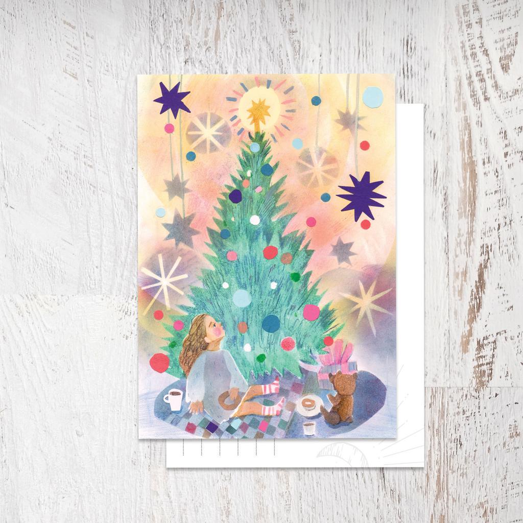 Открытка «Чаепитие у ёлки»