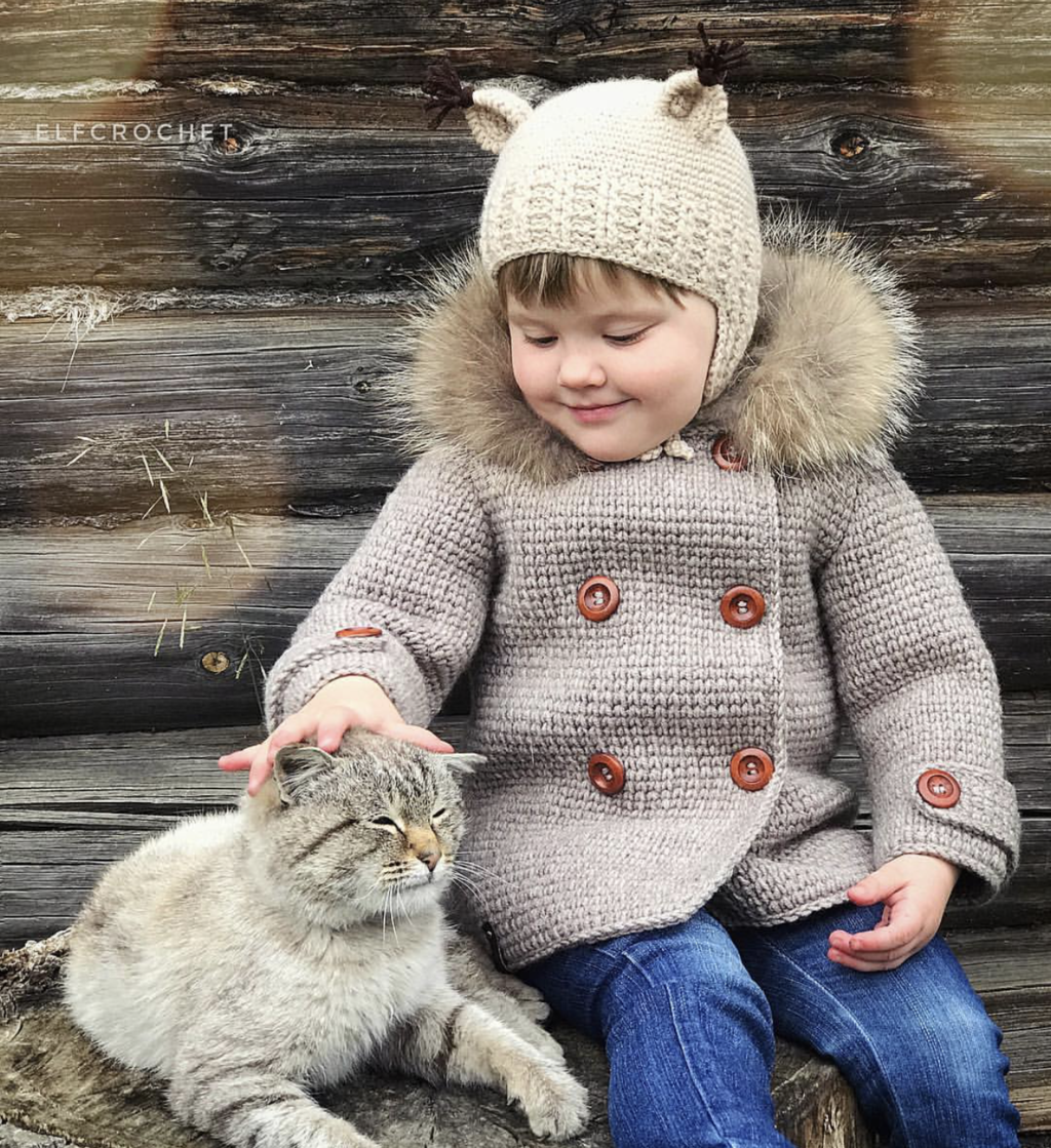 Детское пальто крючком #Elf_Dufflecoat
