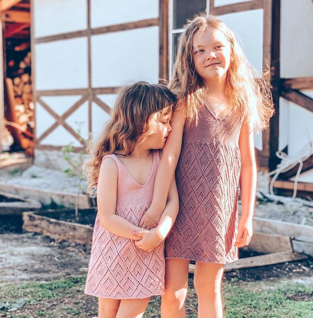 Сарафан спицами #Elf_RhombDress