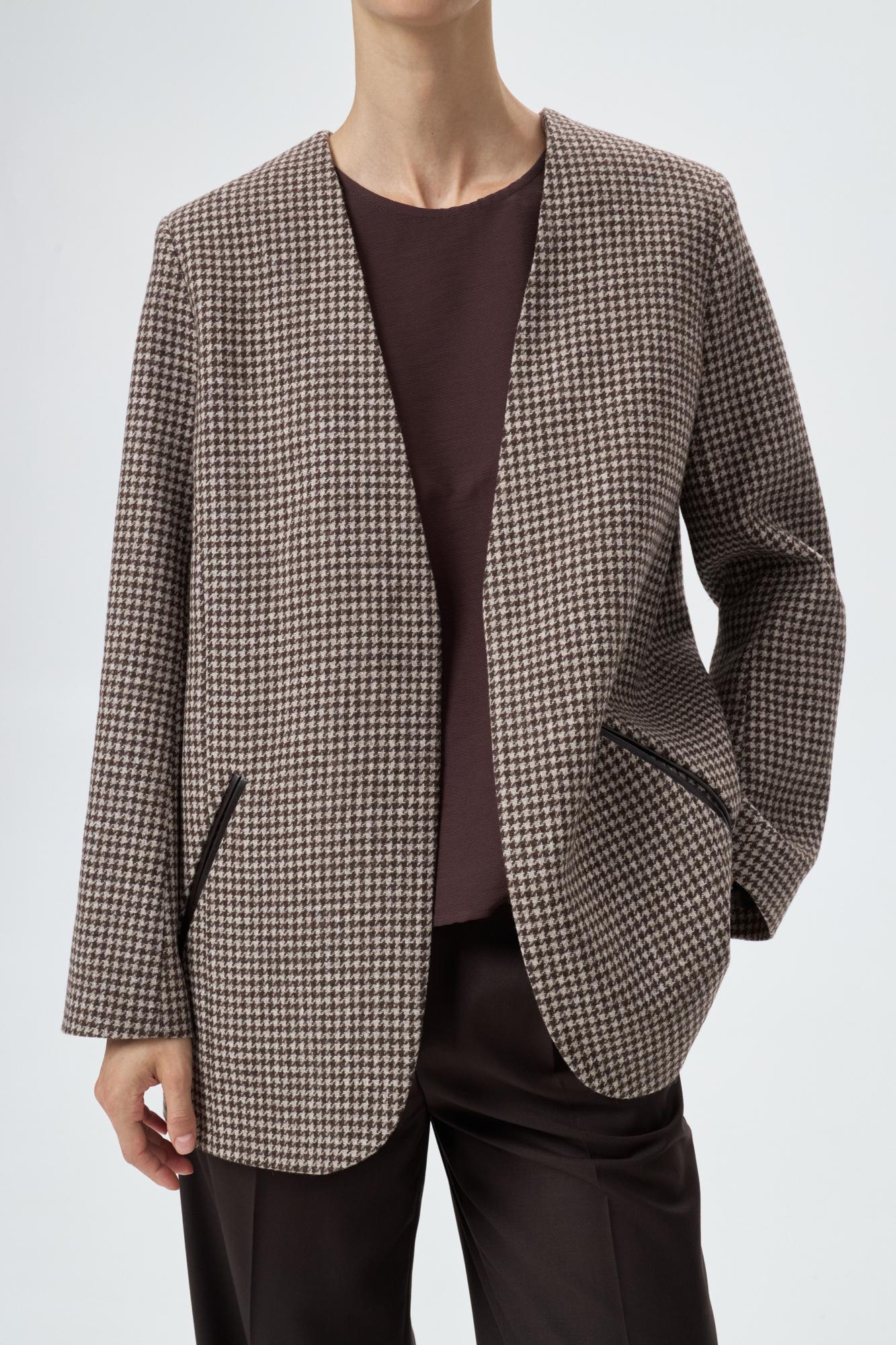 Preston без воротника  в гусиную лапку brown