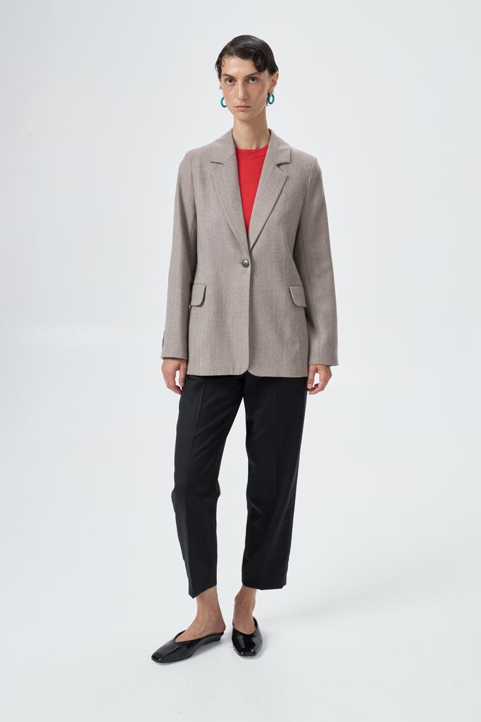 Жакет Derby в елочку с кожаными заплатками