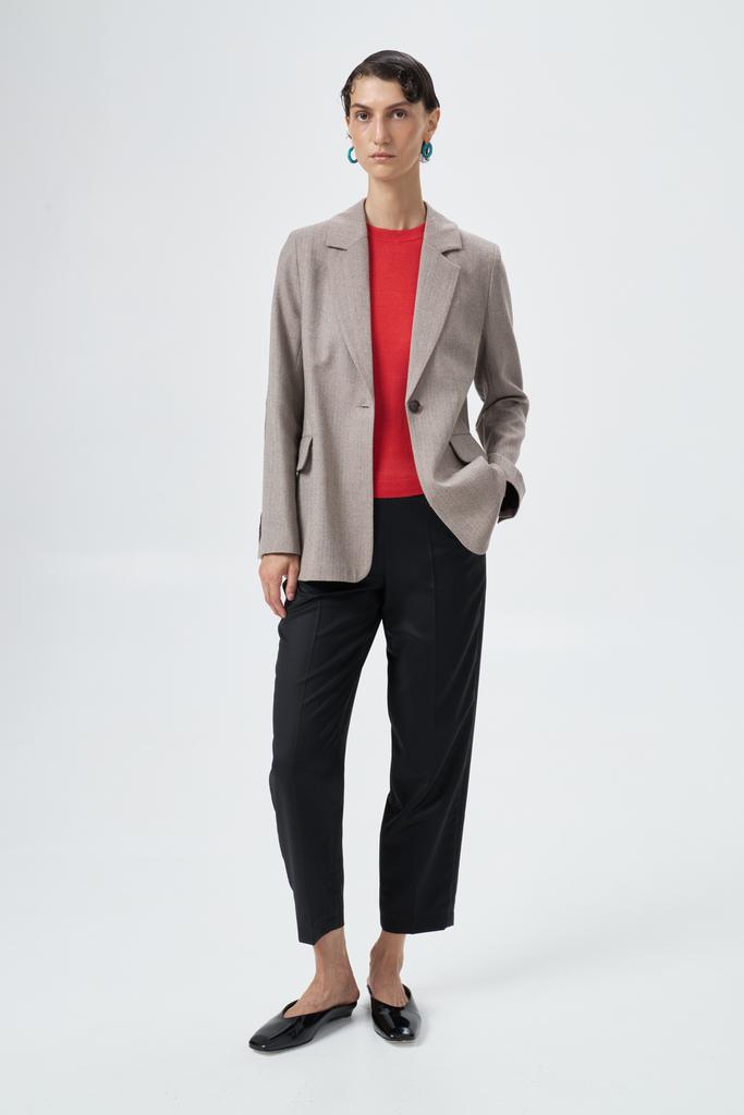 Жакет Derby в елочку с кожаными заплатками