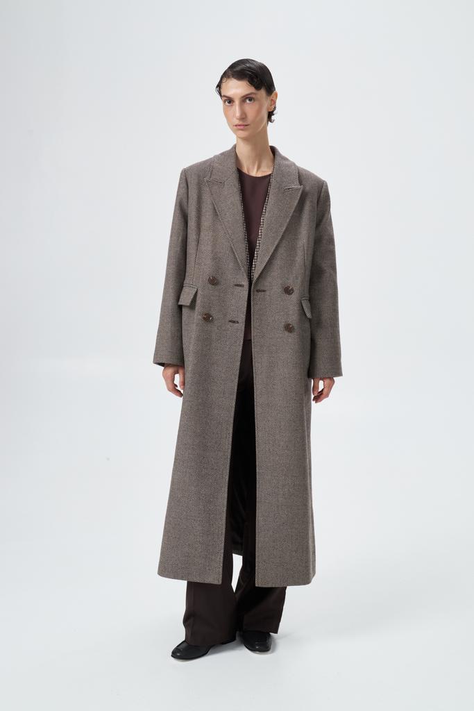 Пальто Douglas в елочку brown