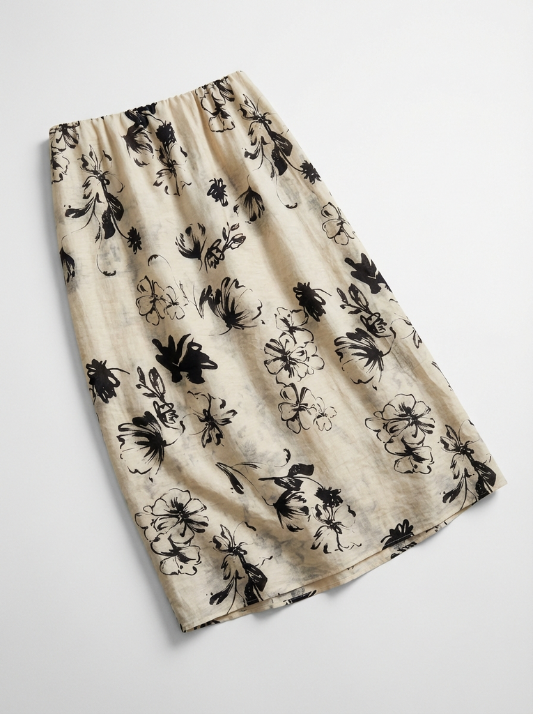 Юбка на резинке песочная с цветами