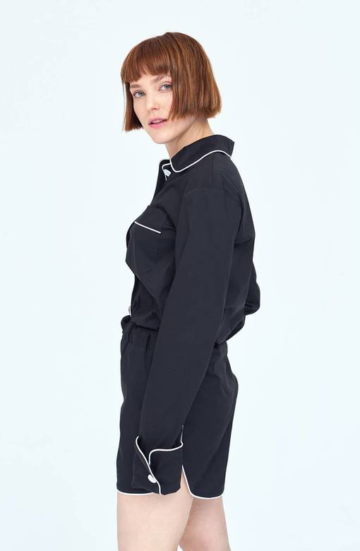 Пижама черная  с кантом (THE SENSE)