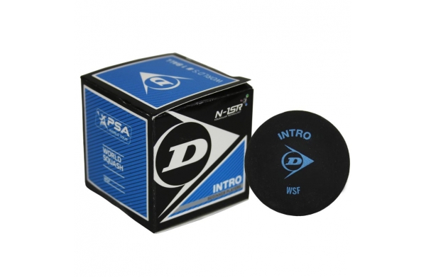 Мячи для сквоша Dunlop Intro 1 синяя точка, черный, 1 штука