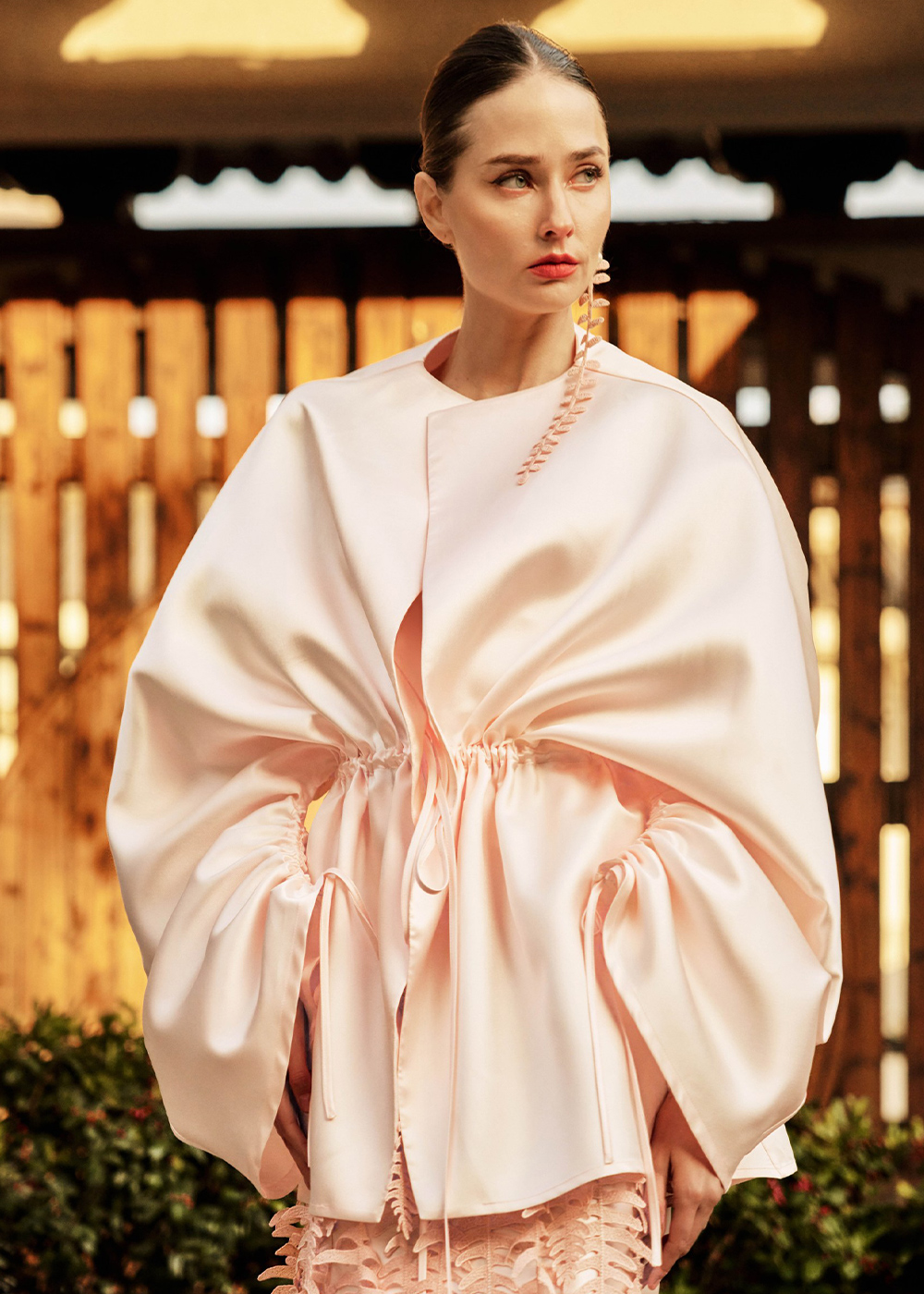 Блуза из тафты, розовая