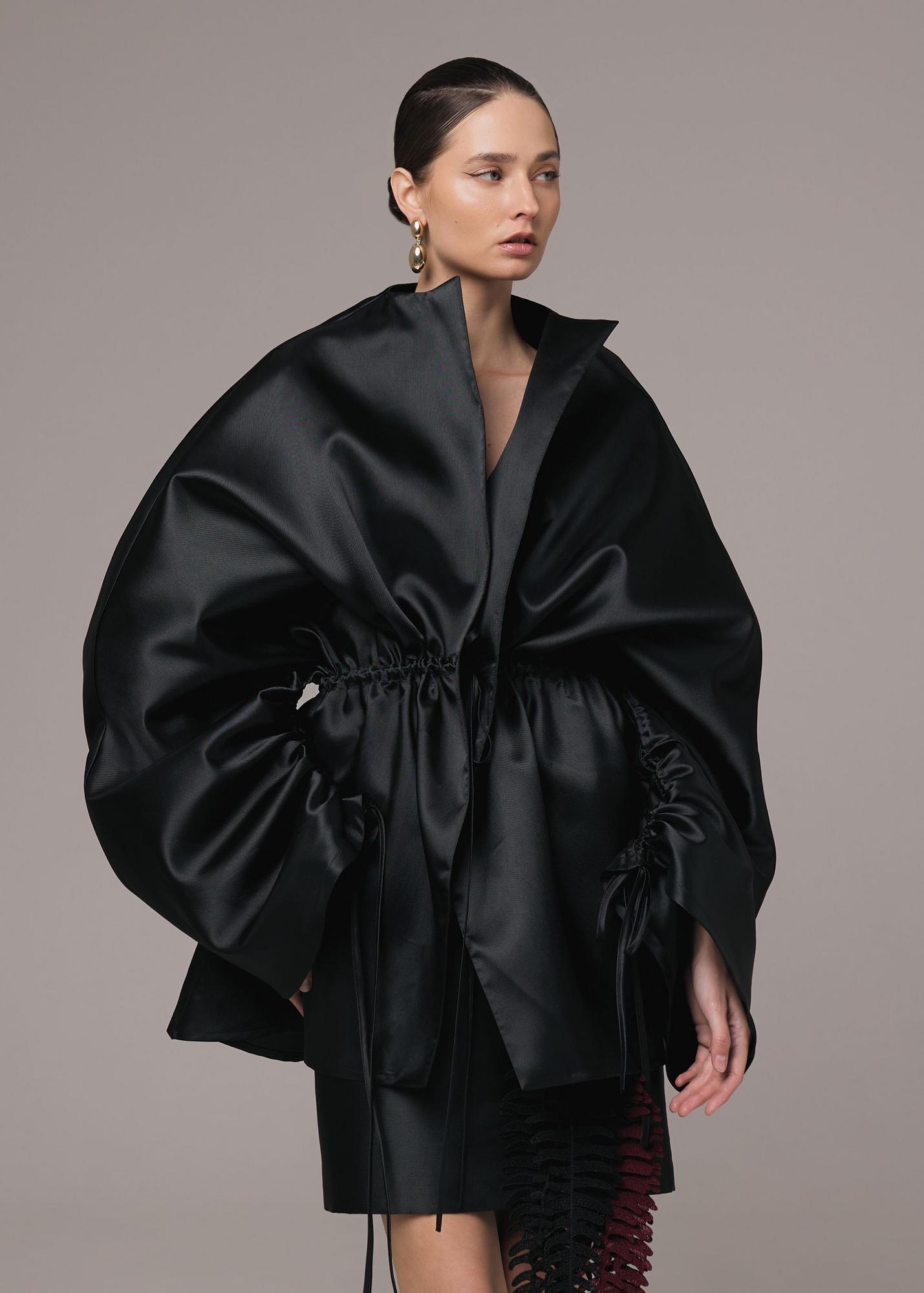 Блуза из тафты, черная